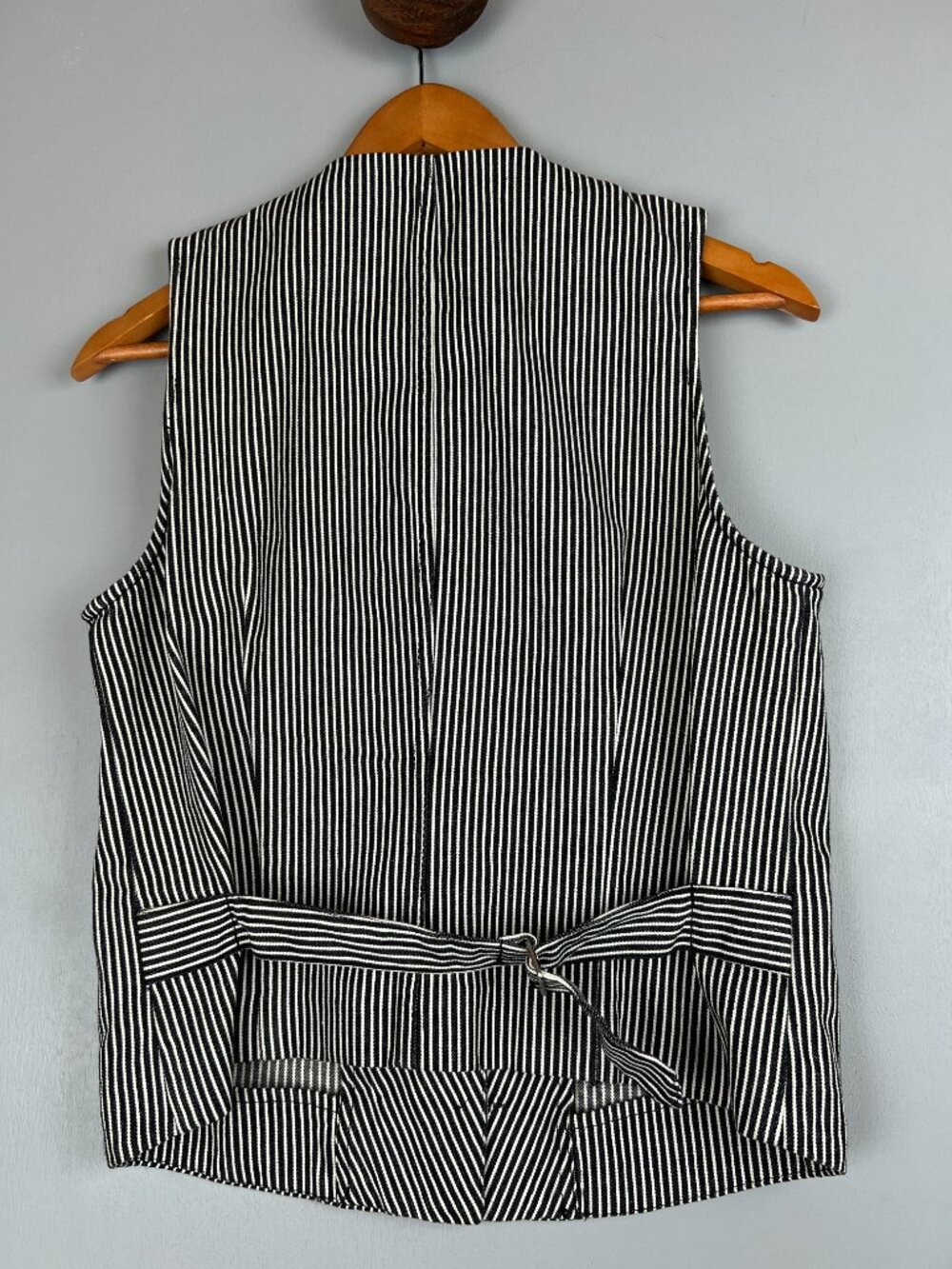 Lauren Ralph Lauren Pinstripe Vest Womens M Black White Cotton Waistcoat - Picture 4 of 4